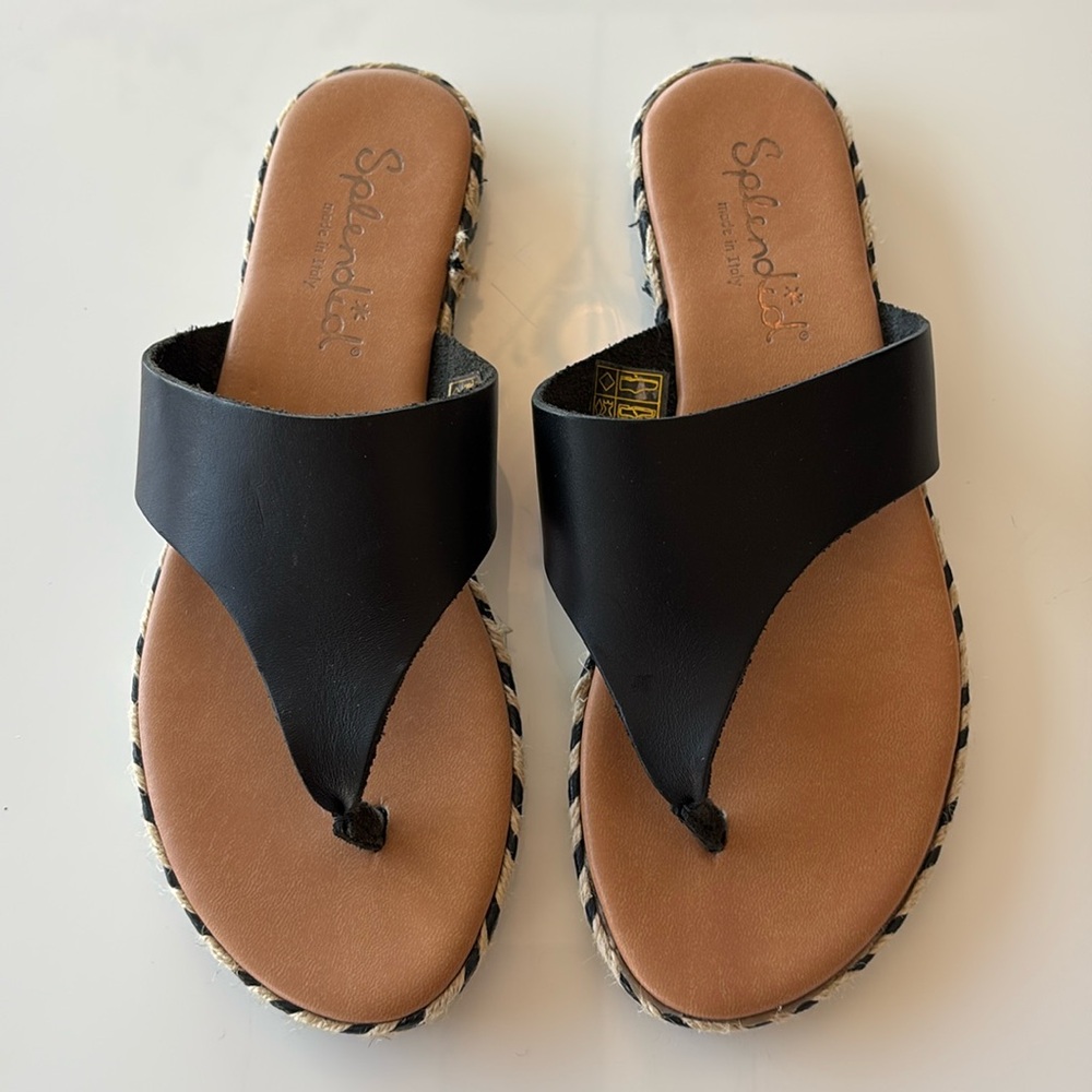 Splendid black leather sandals size  7